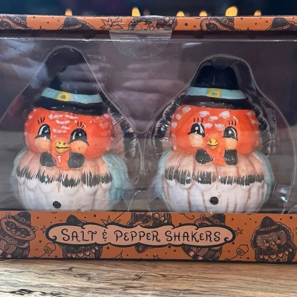 Johanna Parker Turkey Salt and Pepper Shakers, Ceramic Thanksgiving Fall NIB
